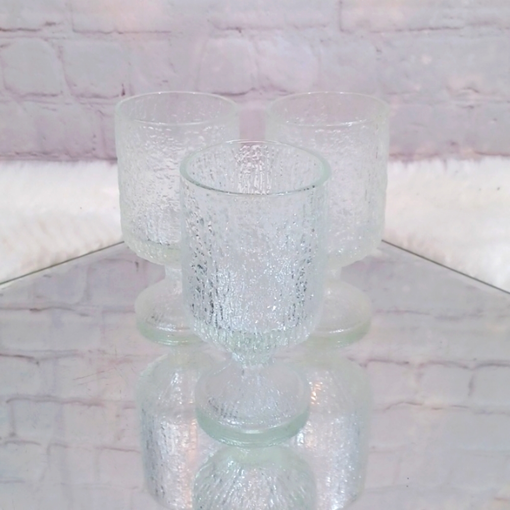 Crystal Textured Clear Vintage Goblets 3